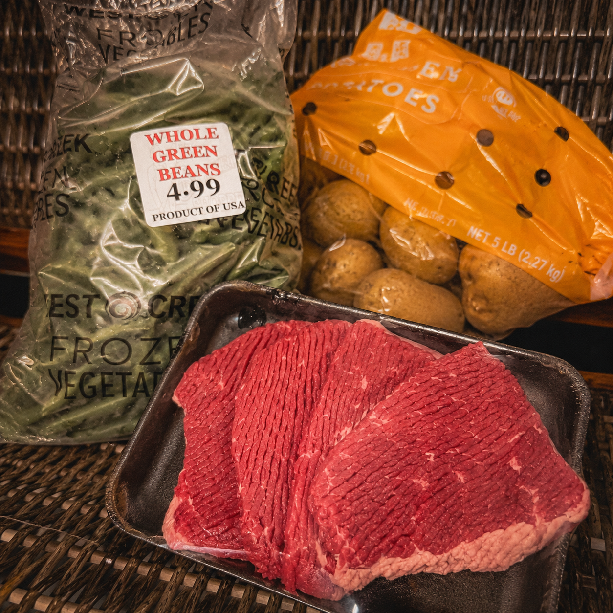 Cube steak, Potatoes, and Green Beans