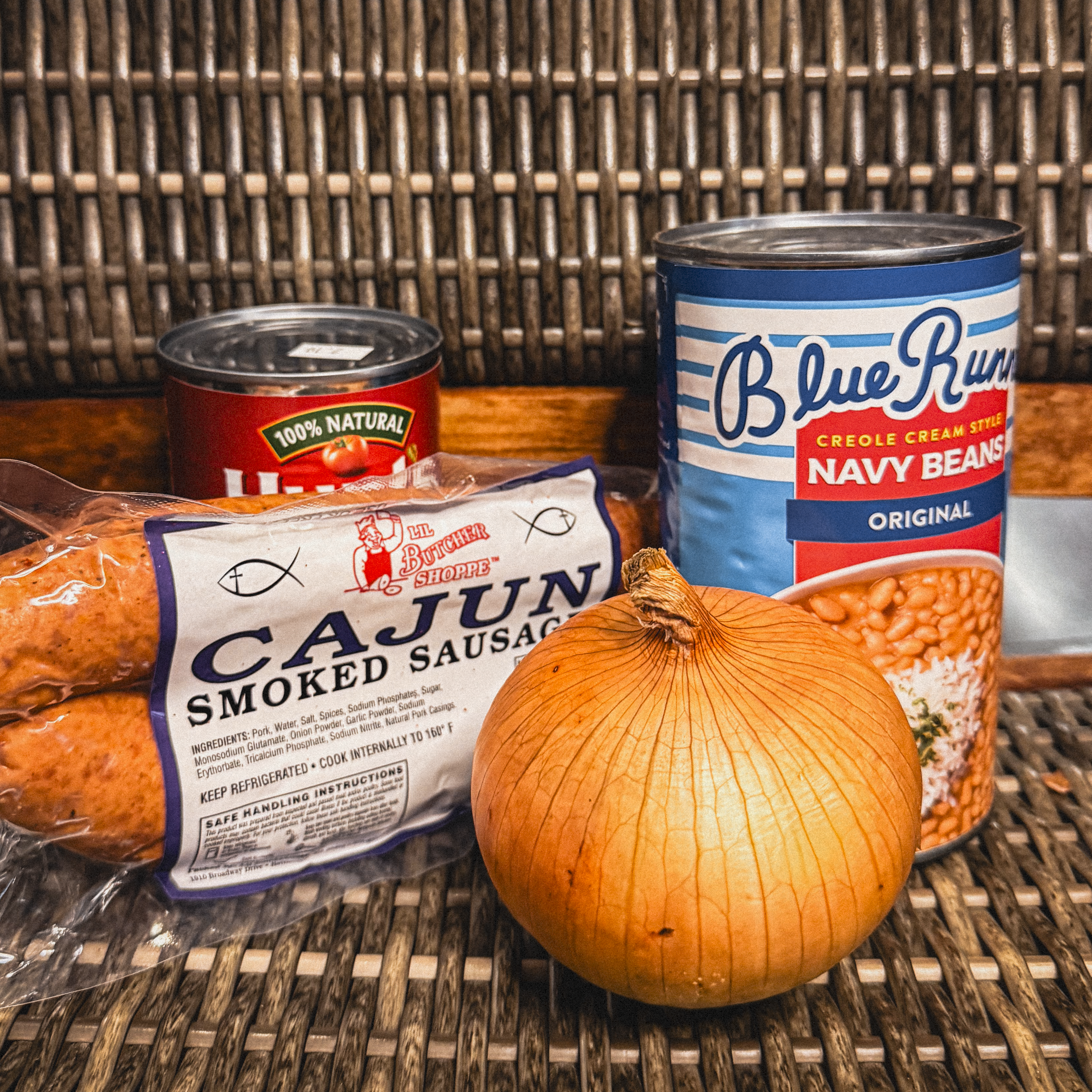 Ingredients to make Smoked Sausage and Bean Skillet