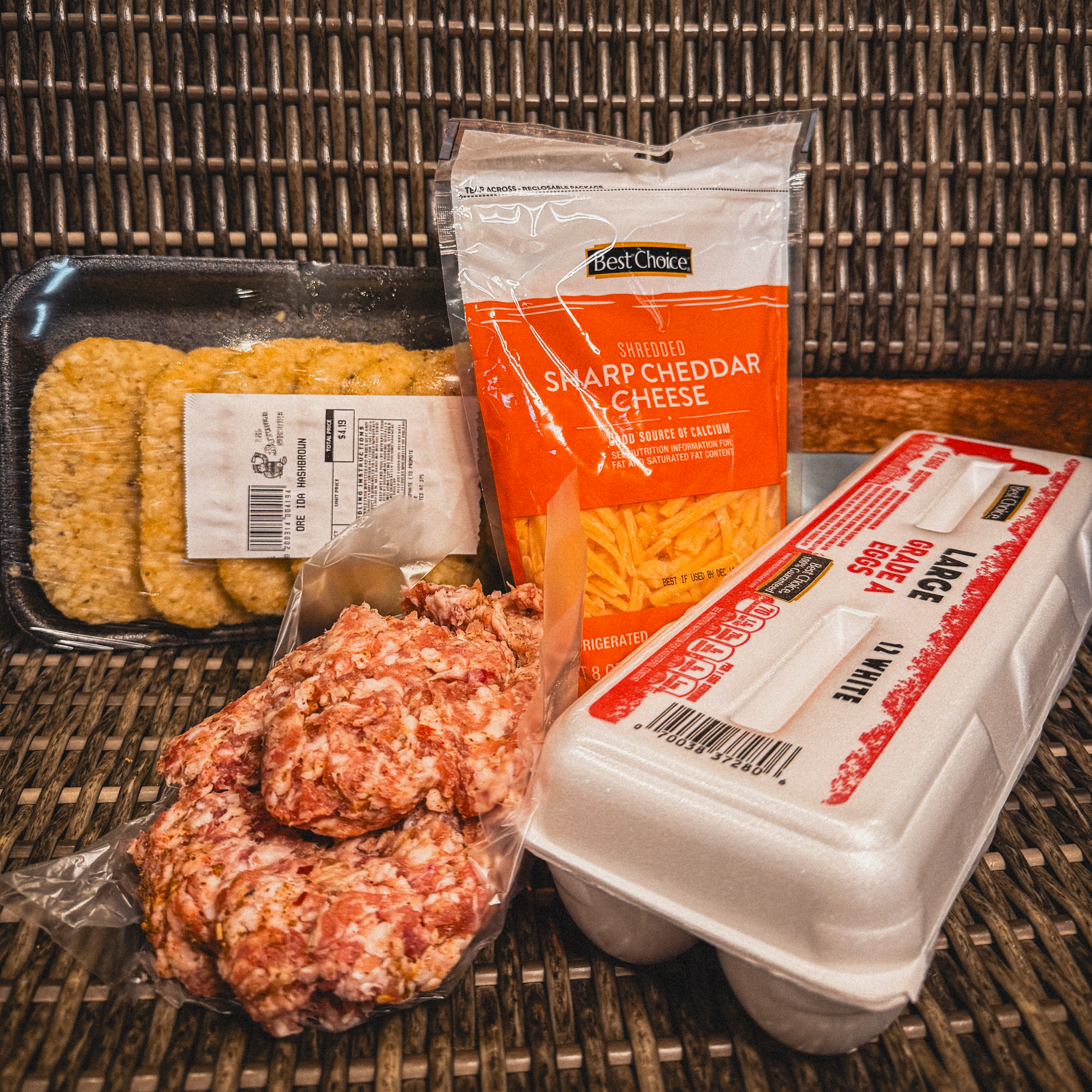 Cheesy Sausage, Egg and Hash Brown Breakfast-for-Dinner Bake