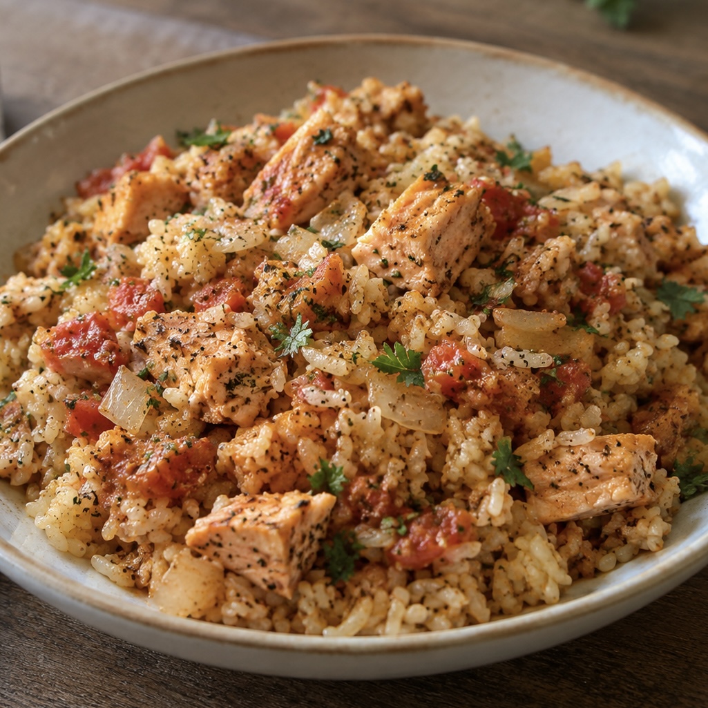 Salmon and rice pilaf
